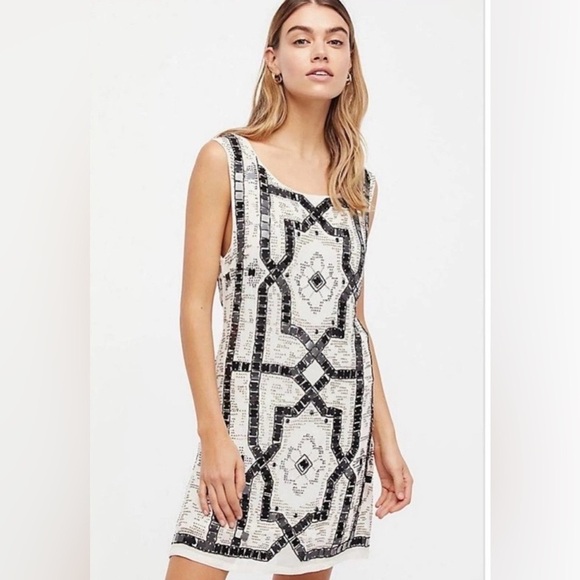 Free People Dresses & Skirts - ✨ Free People Speak Easy Sequin Beaded Mini Dress – Size 6 ✨